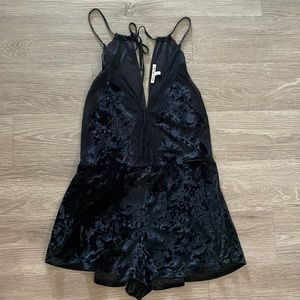 Express black velvet romper